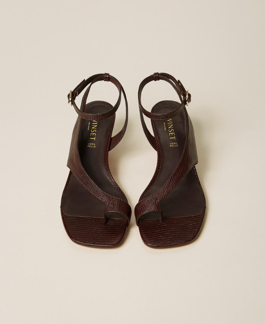 Leather thong sandals Coffee Liqueur Tejus Print Woman 261TGT012_13531_04