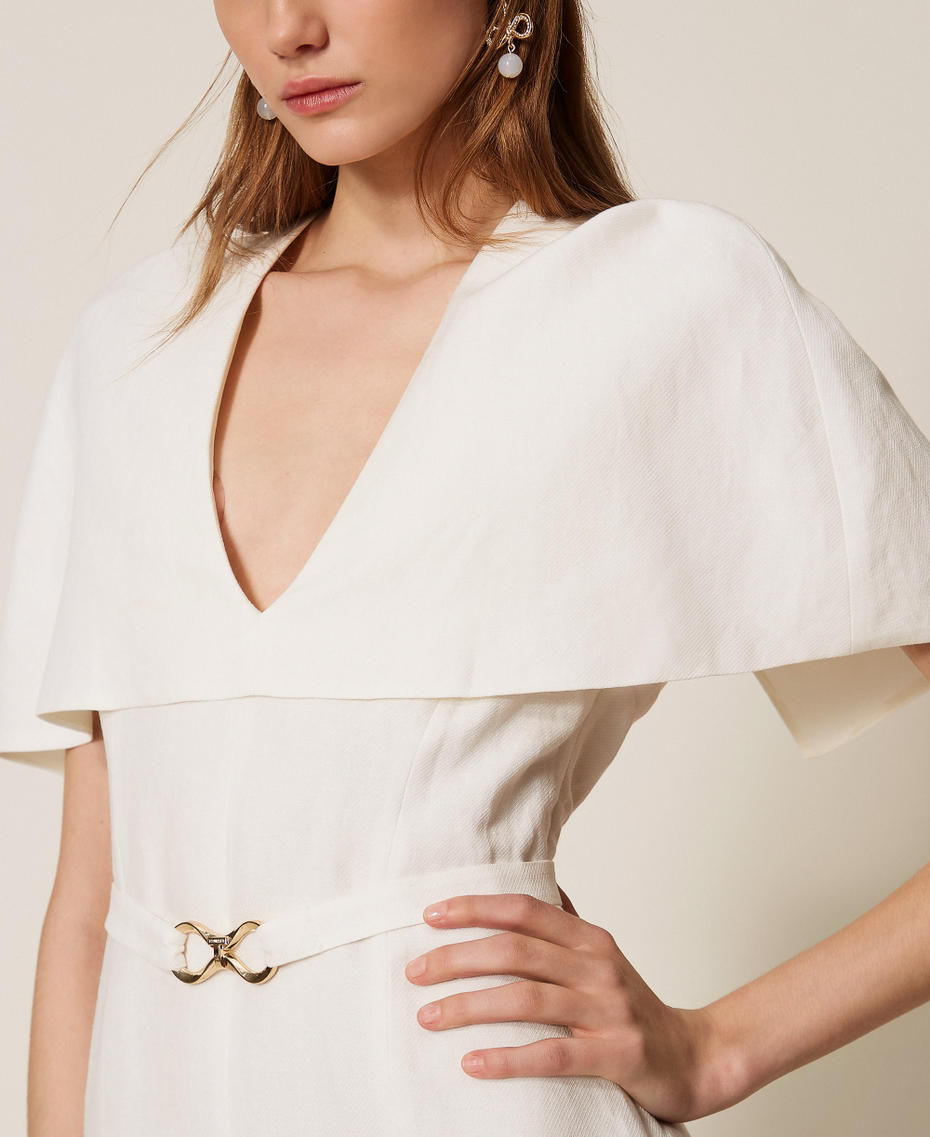 Robe courte cape en lin m&eacute;lang&eacute; Nacre Femme 261TP2451_00059_04