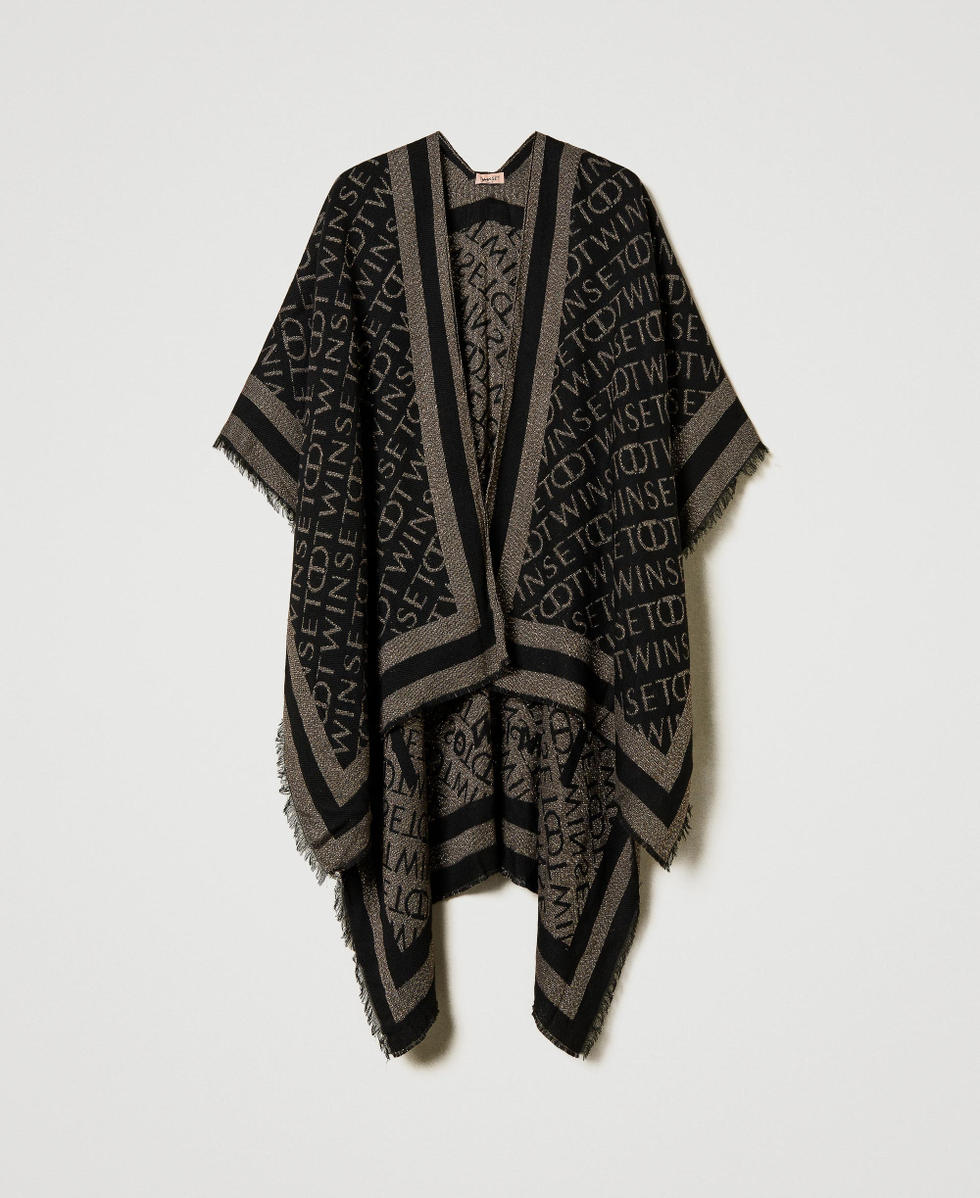 Jacquardponcho mit Logos