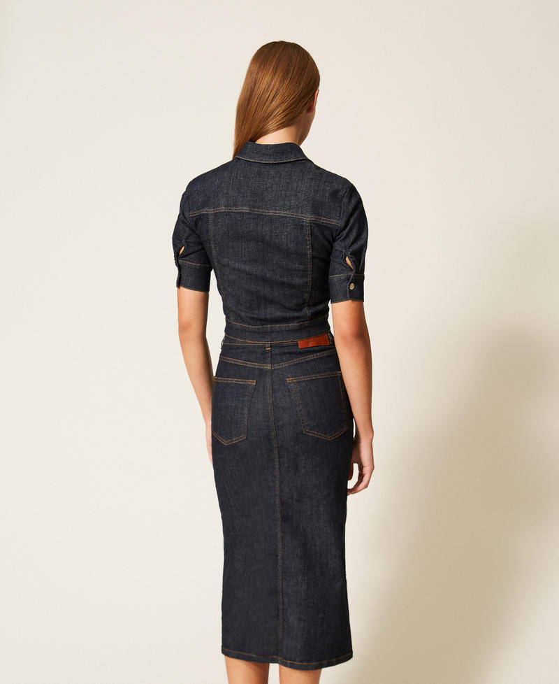 Denim midi skirt Rinsed Denim Woman 261AP2364_06295_02