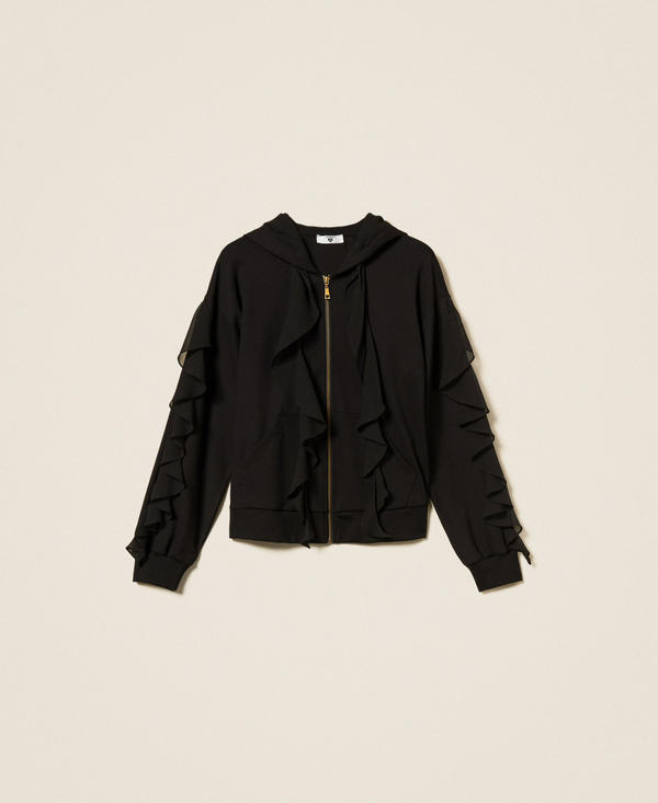 Sweatshirt with georgette ruffles