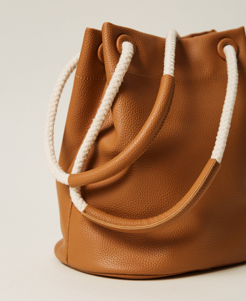 Bucket bag with rope handles Leather Brown Woman 261TD8191_00057_03