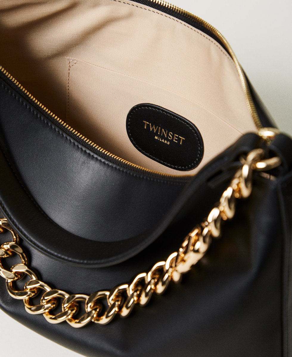 Borsa 'Liliane' media in pelle Nero / Oro Donna 999TB7010_12695_03