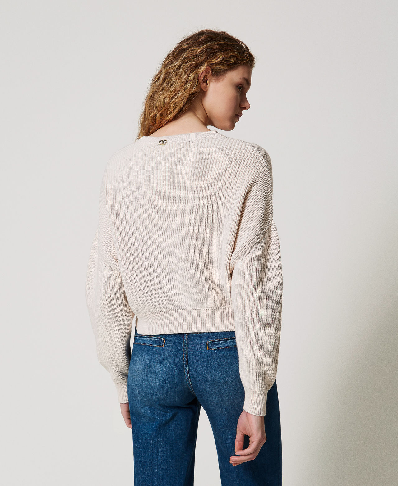 Jumper with inlaid embroidery Light Natural Woman 251TP3581_12227_03