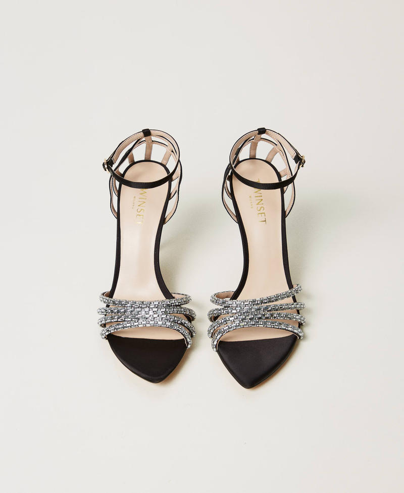 High-heeled cage sandals with rhinestones Black Woman 251TGT112_00006_04