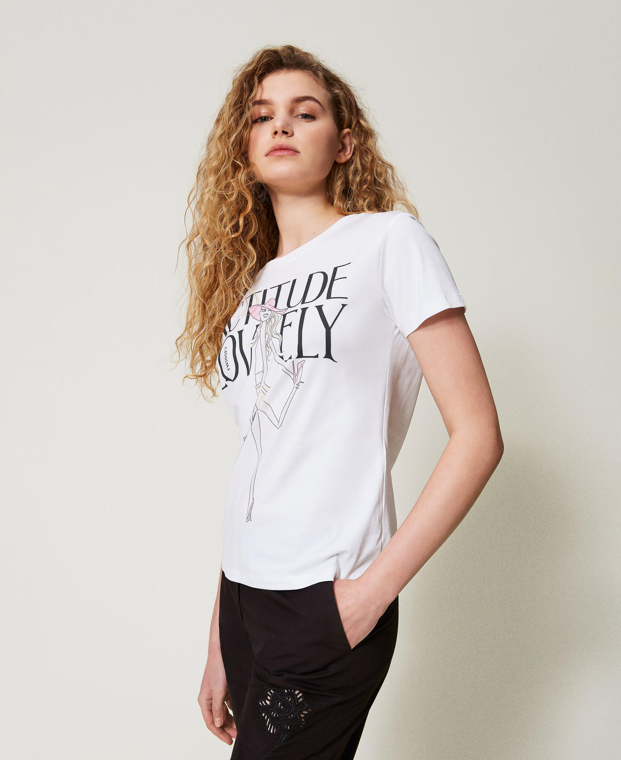 Printed t-shirt with logo Papers/Lovely Girl Print Woman 251AX2121_12490_01