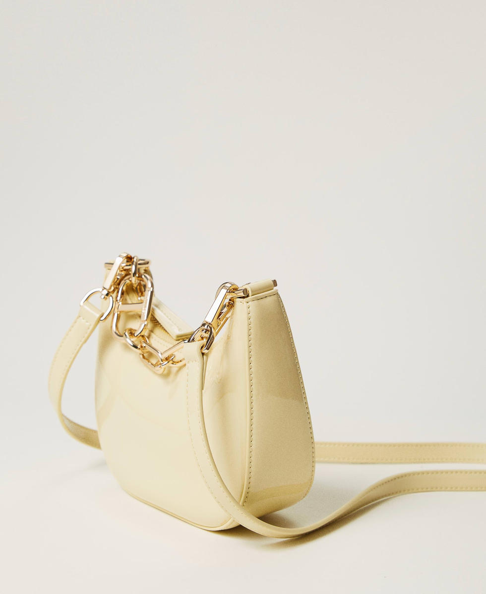 &lsquo;Mini Croissant&rsquo; patent effect bag Pale Yellow Woman 251TB7341_12144_02
