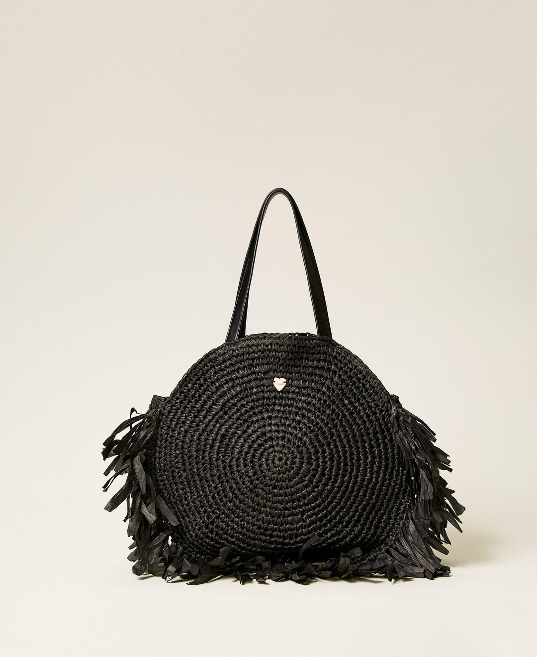 Cabas rond en raphia avec franges