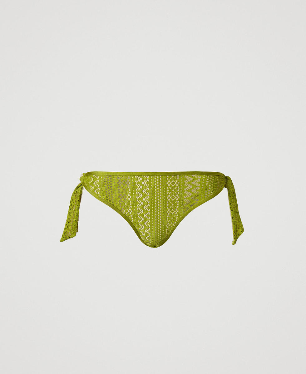 Lace-effect thong bikini bottom Green Grenoble Woman 251LBMG88_12131_S0