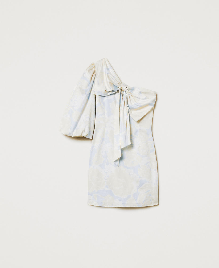 Kurzes One-Shoulder-Kleid mit Schleife "Blue Tear Roses"-Azur Frau 251AX2034_12435_S0