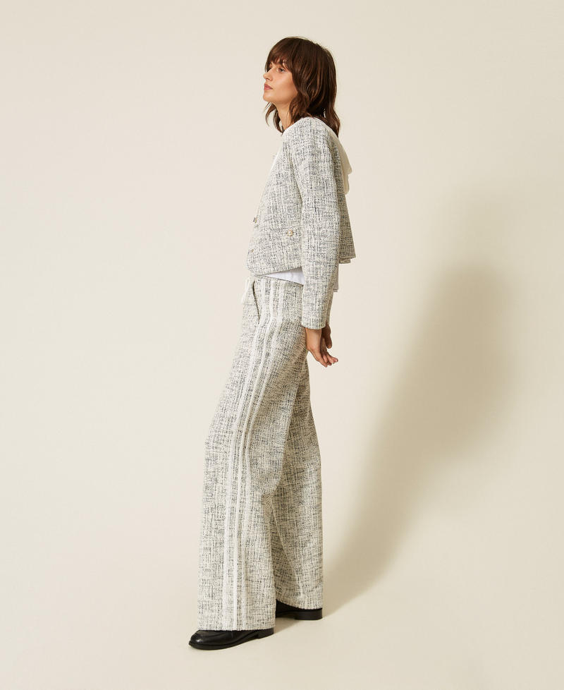 Weaved sweatpants Off White/Black Tweed Woman 262LI2HBB_13877_02