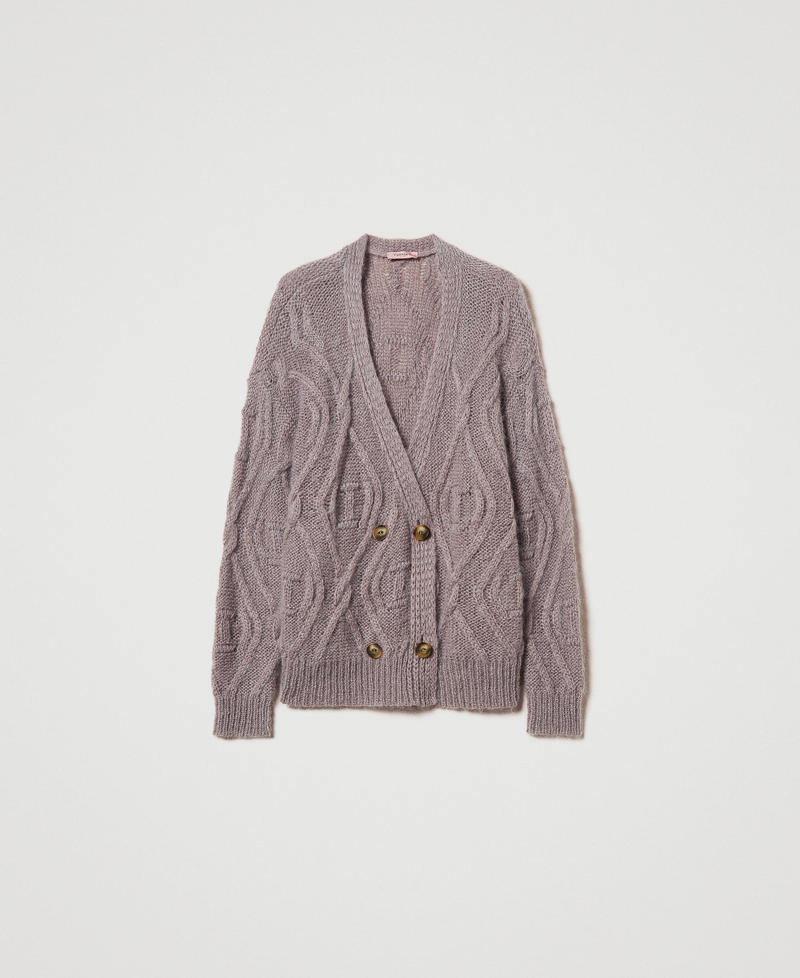 Mohair blend double-breasted cardigan Dark Taupe Woman 242TT3312_12003_S0