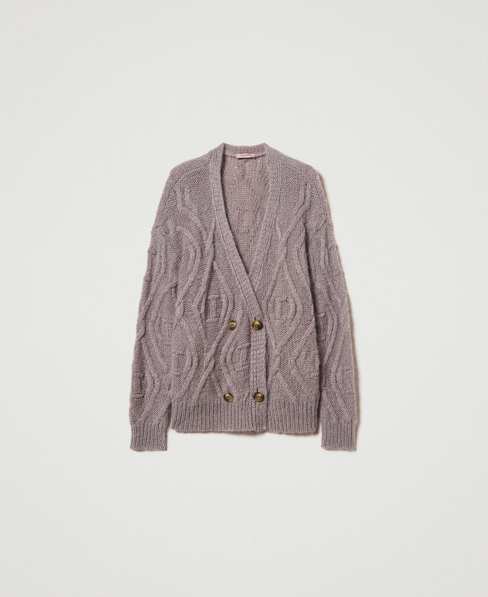 Mohair blend double-breasted cardigan Dark Taupe Woman 242TT3312_12003_S0