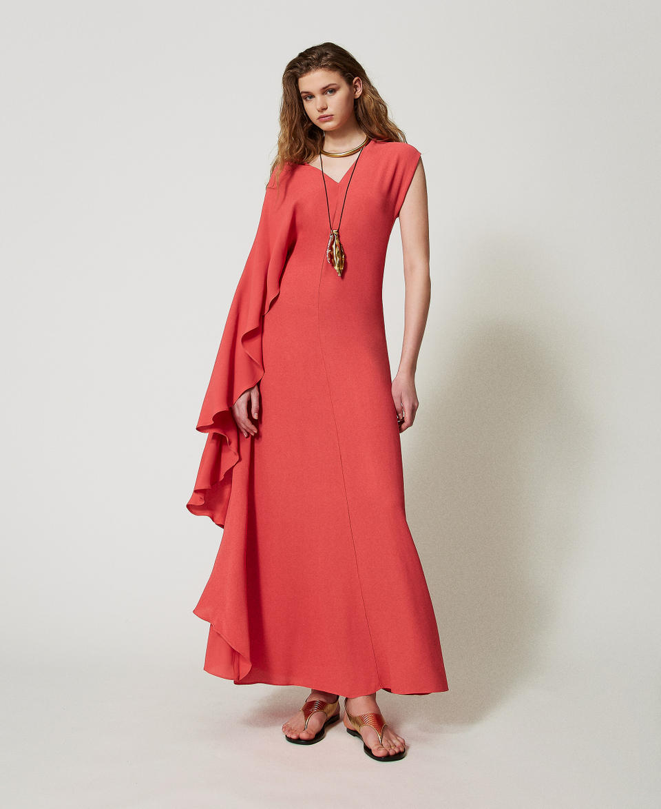 'Volcano' long dress in georgette Red Blood Orange Woman 251TS2220_00294_01