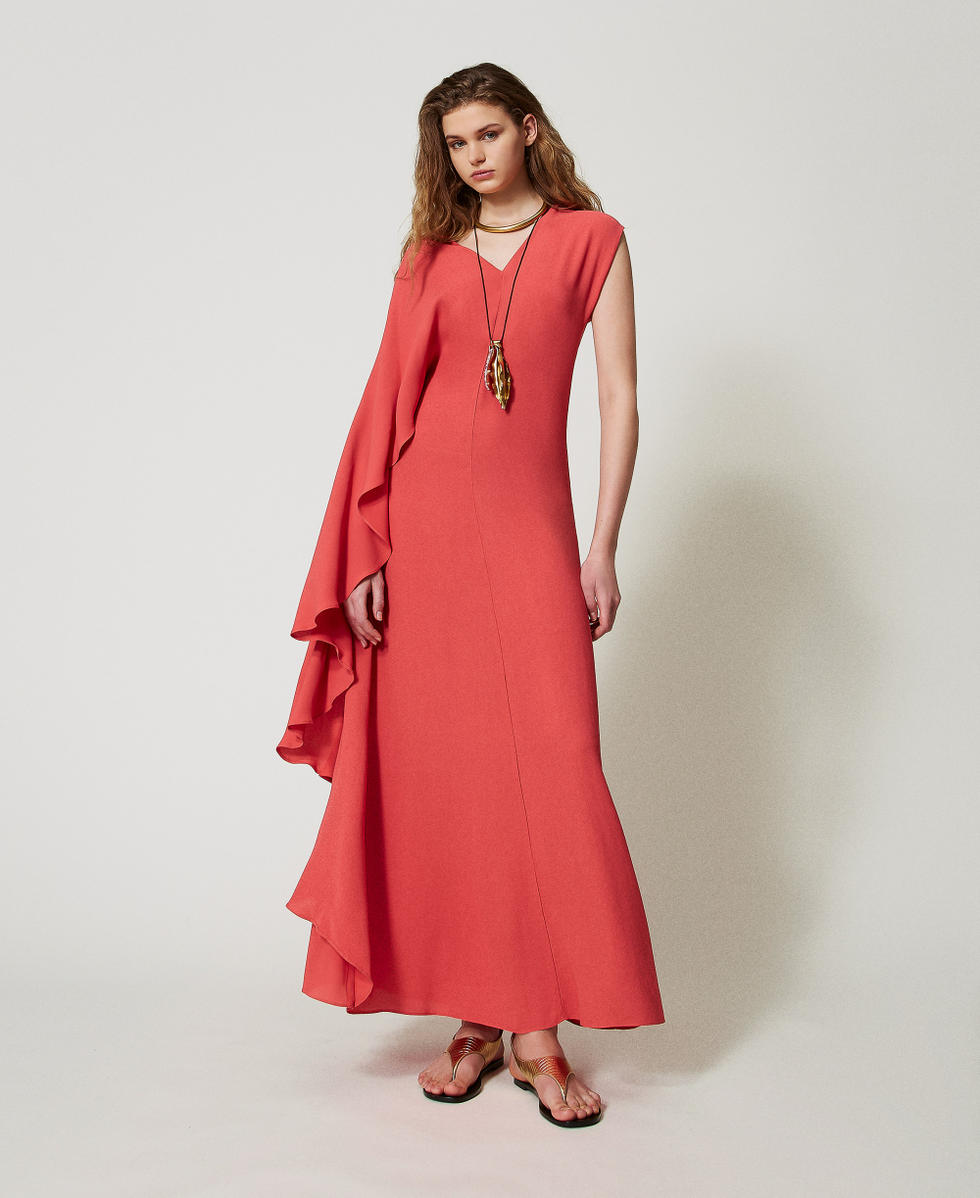 Abito lungo 'Vulcano' in georgette Rosso Arancia Rossa Donna 251TS2220_00294_01