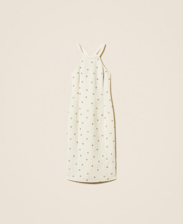 Midi bouclé dress with embroidery
