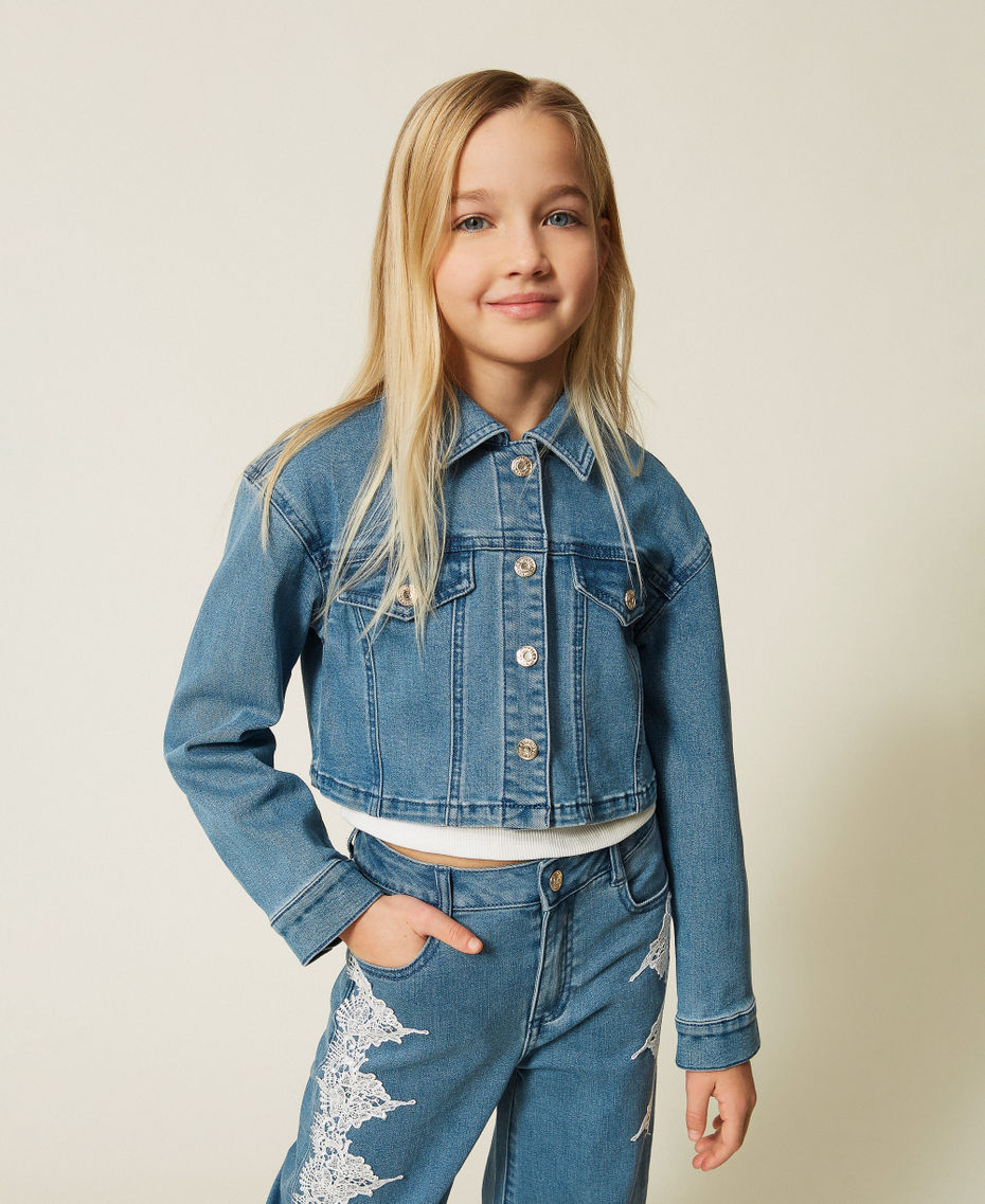 Cropped denim jacket Medium Blue Denim Girl 261GJ2080_03451_04