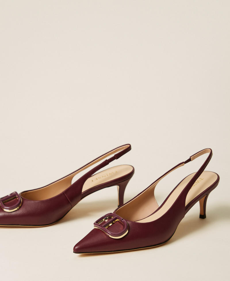 Sling back court shoes with Oval T “Wine tasting” Purple Woman 252TCP030_05609_02