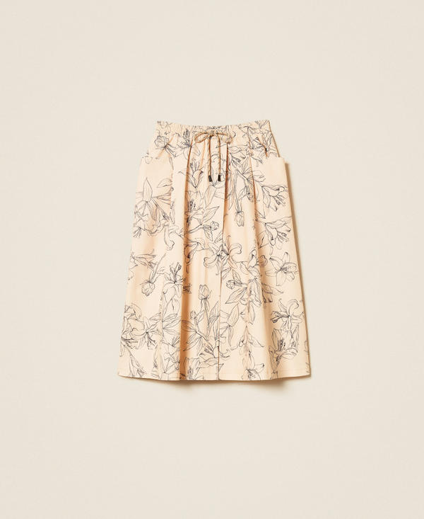 Midi bull skirt with floral print