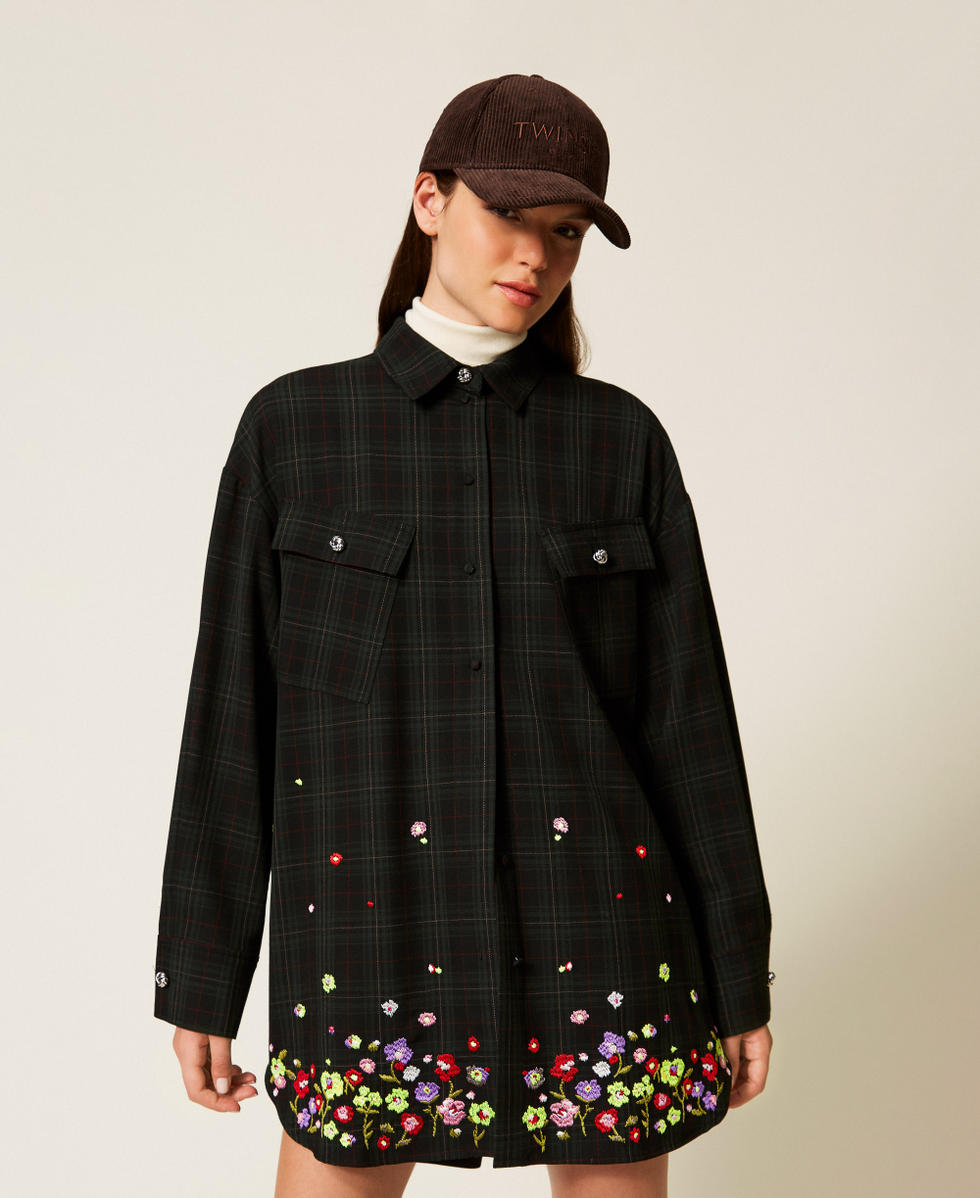 Chemise en tartan avec broderie Vert &laquo;&nbsp;Daily Tartan&nbsp;&raquo; Femme 252AT2134_12451_03