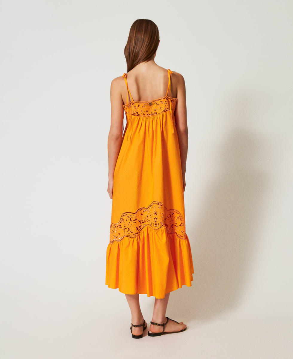 Robe longue en popeline avec broderies anglaises Orange &laquo;&nbsp;Yellow Marigold&nbsp;&raquo; Femme 251TT2331_12366_03