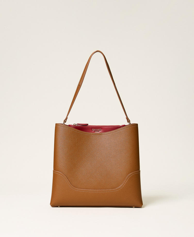 Two-tone unlined bucket bag Two-tone "Land" Brown/Venetian Red Woman 262TD8041_14046_01