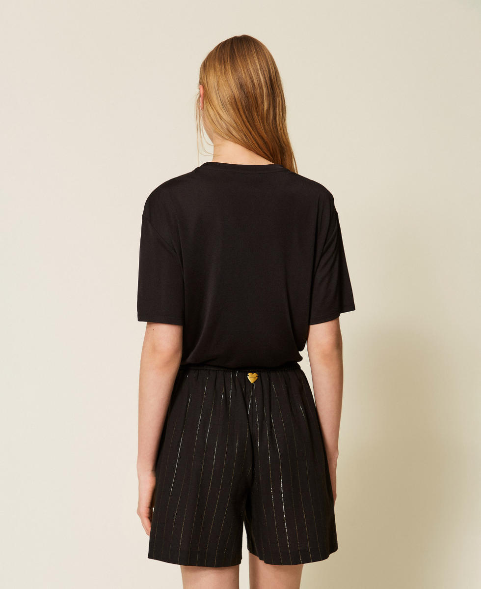 Shorts a righe lurex Nero Donna 261LB2QHH_00006_03
