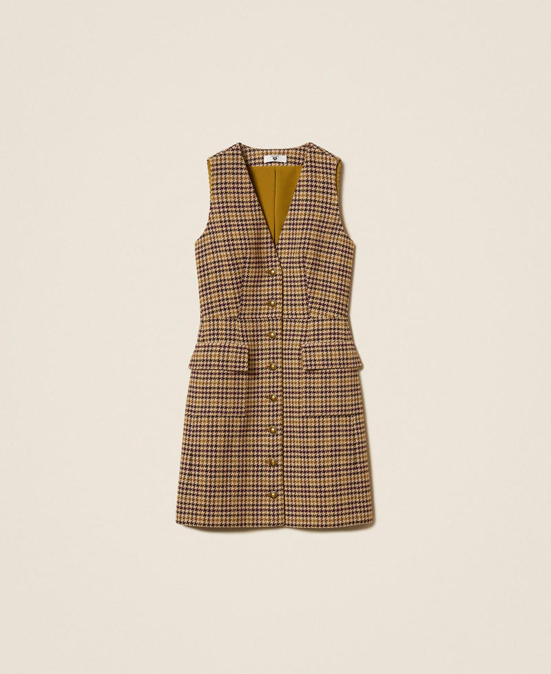 Short houndstooth shirt dress Multicolour Houndstooth Woman 262LI2BEE_13755_S0