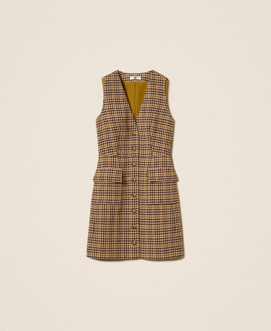 Short houndstooth shirt dress Multicolour Houndstooth Woman 262LI2BEE_13755_S0
