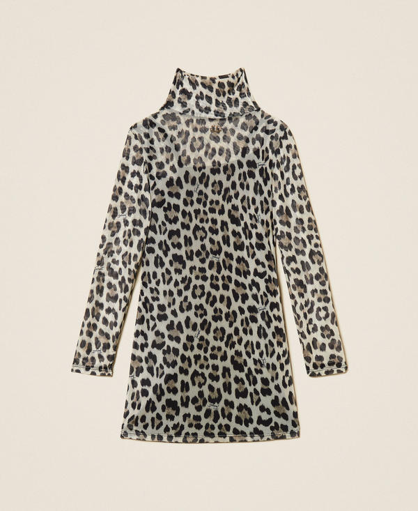 Short animal print tulle dress