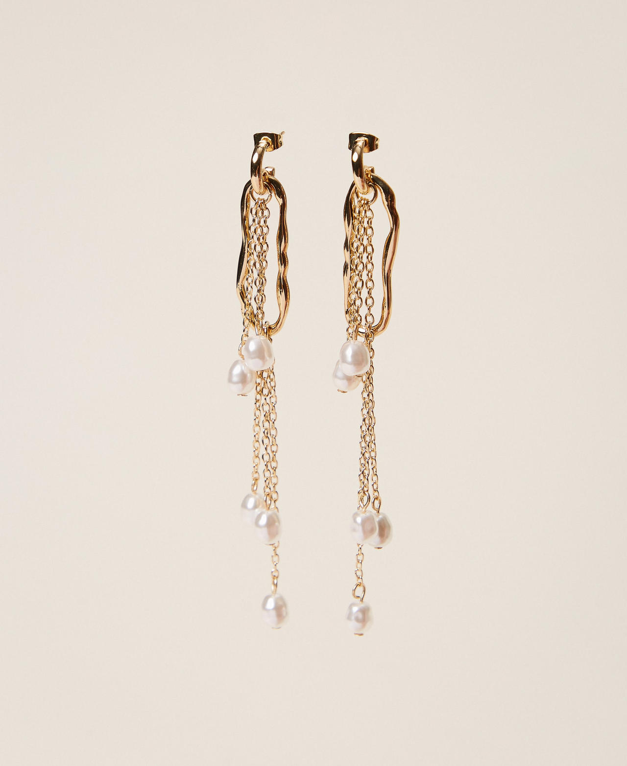 Twinset Women's New Gold Earrings With Hoops And Pearls