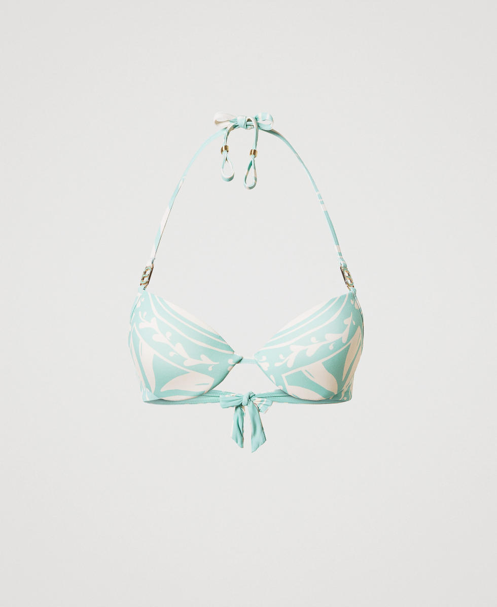 Push-up bikini top with a foulard print  Green Marine/Green Marine Foulard Print Woman 251LMMX44_12488_S0