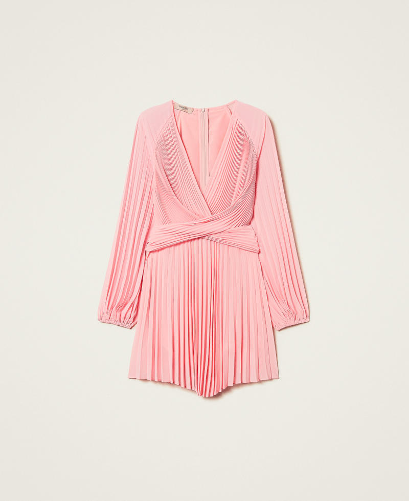 Short pleated georgette dress Peach Woman 251TP2334_12142_S0