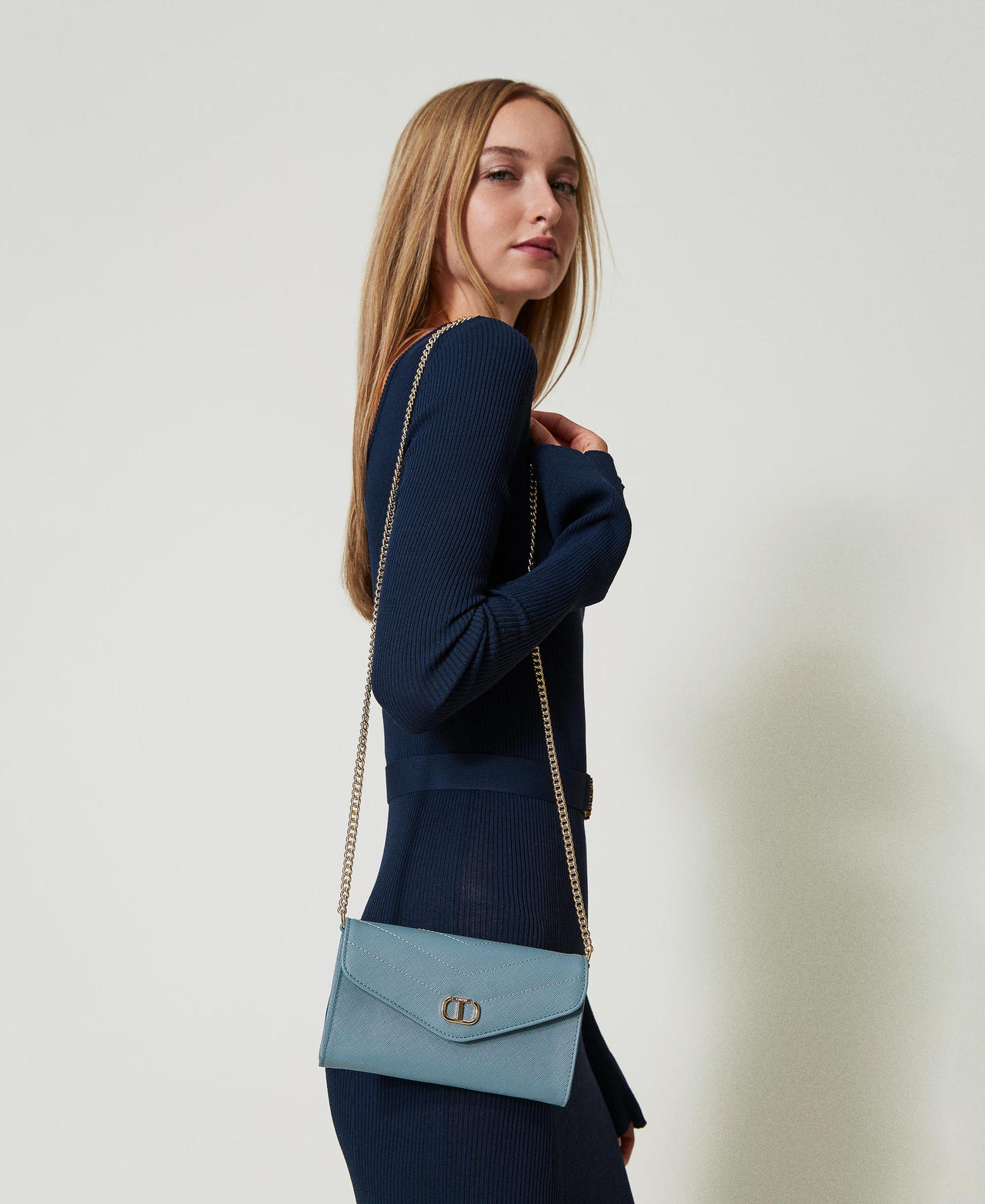 Mini smartphone bag with shoulder strap Woman Light blue TWINSET Milano