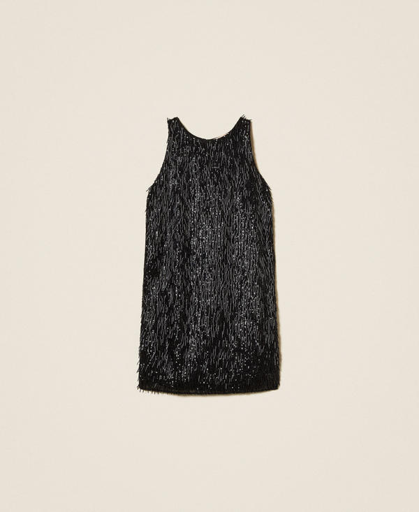 Short dress with sequin fringes