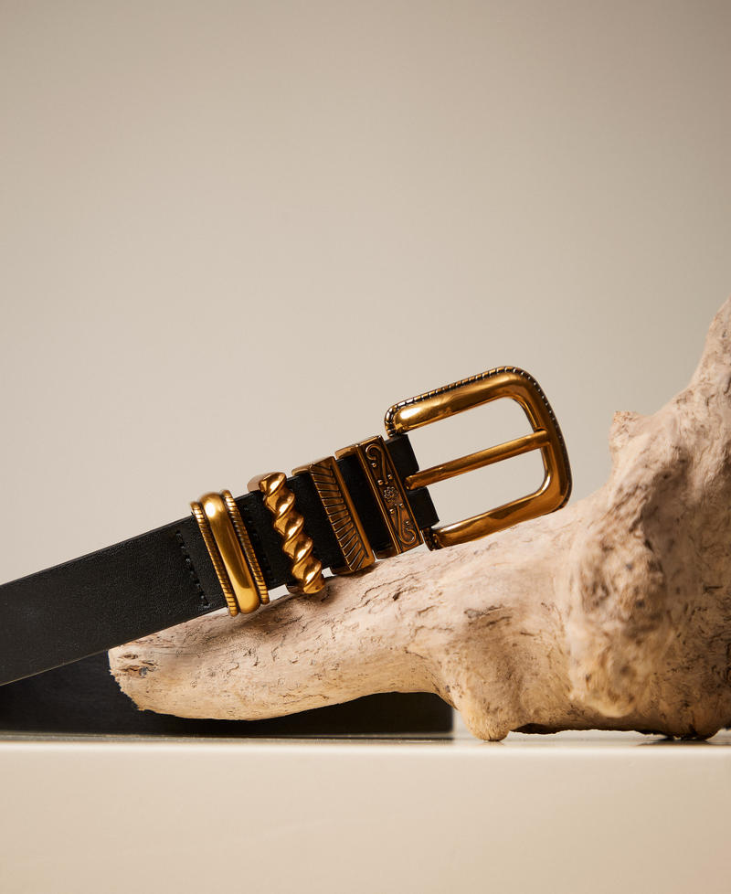 Cinturón con presillas decoradas Negro Mujer 252TA4510_00006_PC