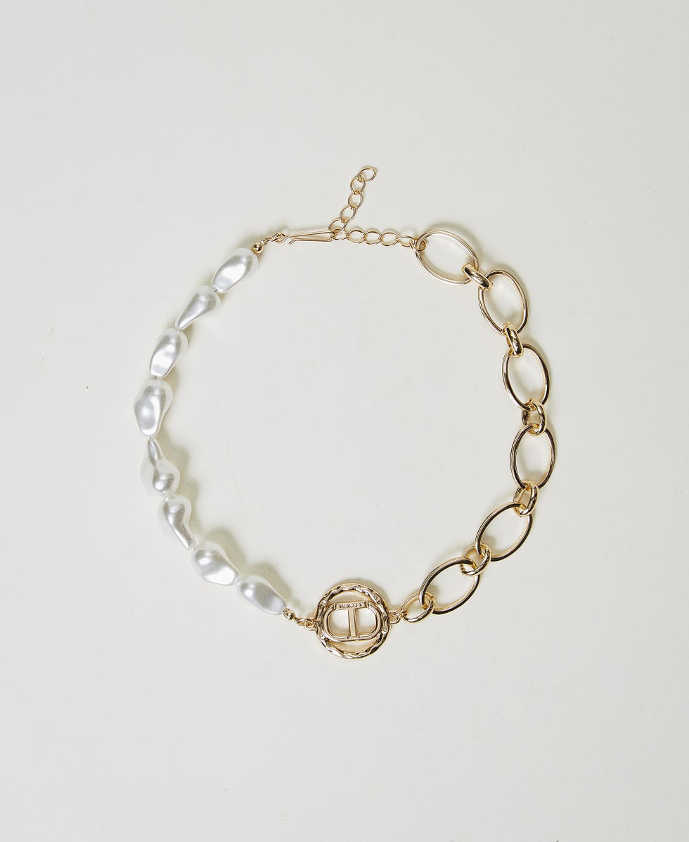 Collier ras-du-cou avec Oval T et perles New Gold Femme 251TO5380_10630_01