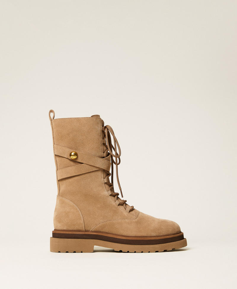 Suede combat boots Alpaca Brown Woman 252TGT050_12538_01