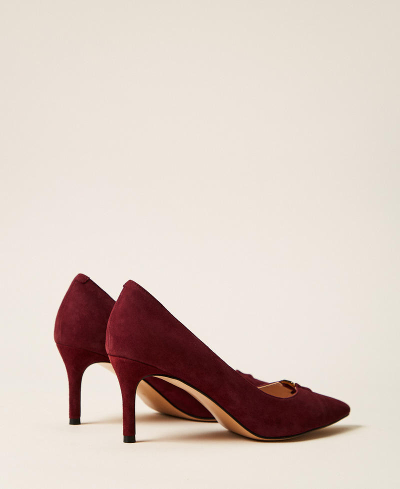 Zapatos de tac&oacute;n de ante con logo Burgundy Red Mujer 262TCP014_13670_03
