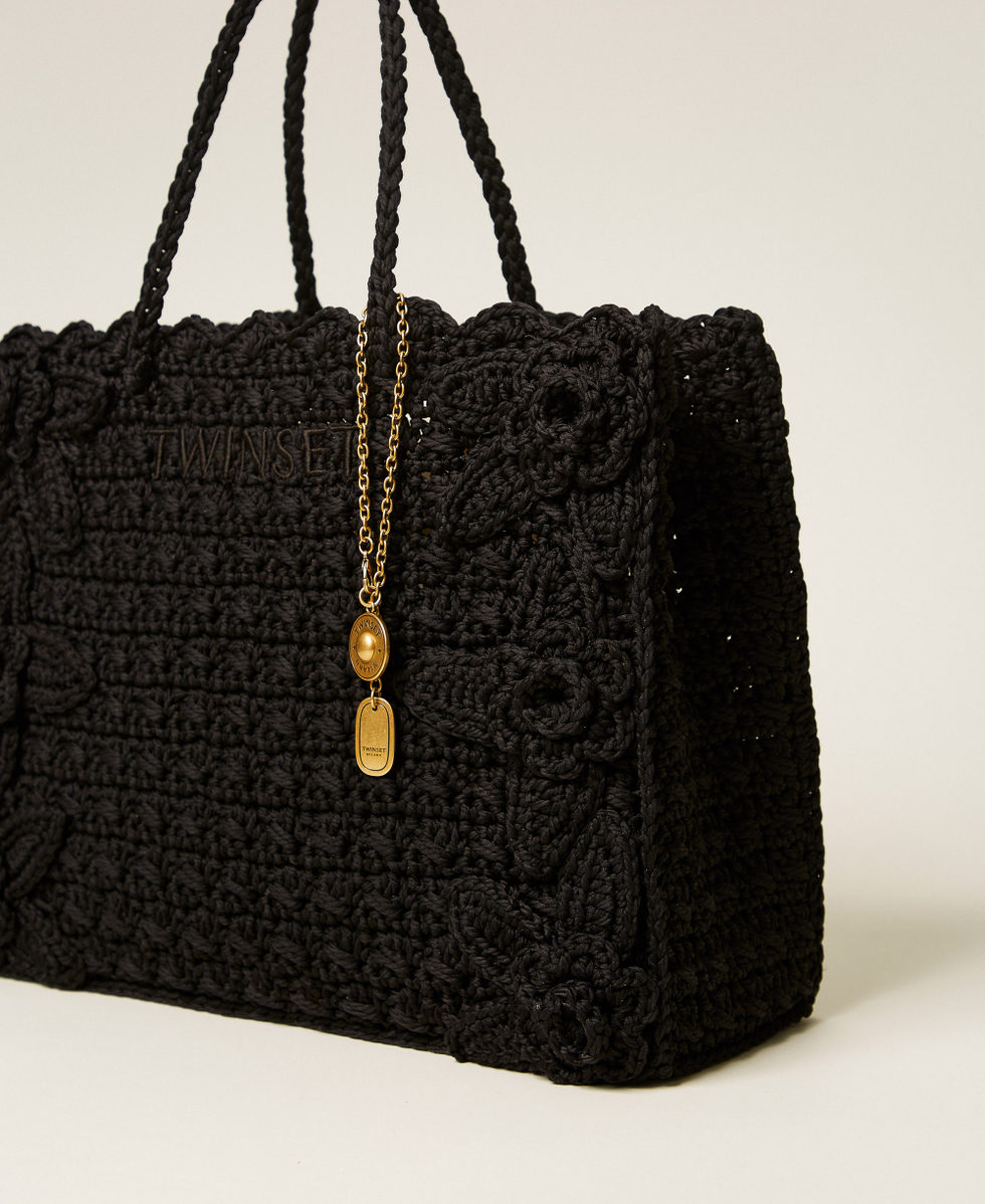 Bolso shopper de ganchillo con charms Negro Mujer 261TB7510_00006_02