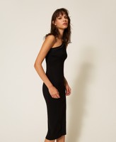 One shoulder midi knit dress Woman, Black | TWINSET Milano