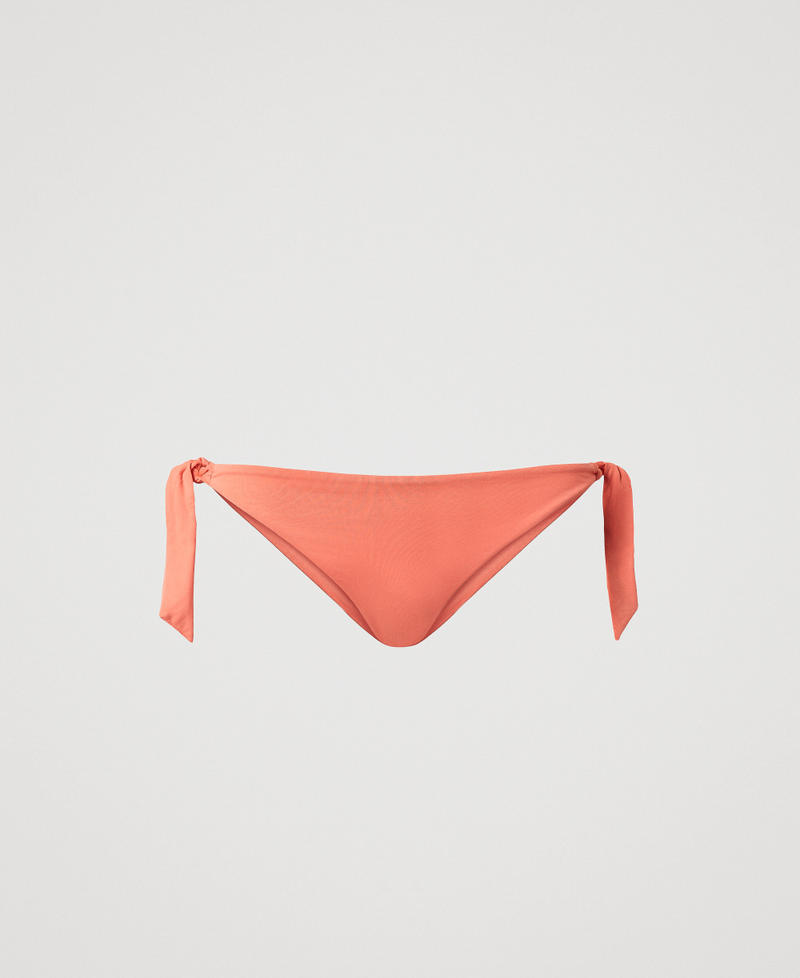 Brazilian-Bikinihose mit Schleifen Stickerei Coral Sunset / Almond Beige Frau 251LMMF77_12375_S0