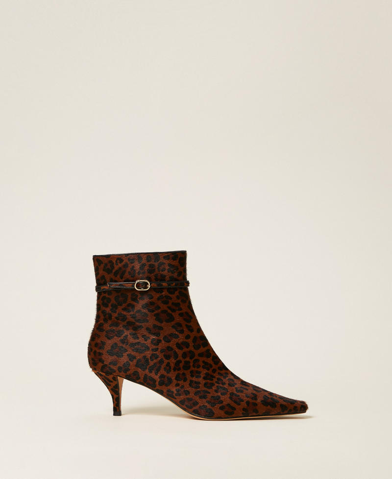 Leather ankle boots with animal print Animal Print Woman 252TCP222_12618_01