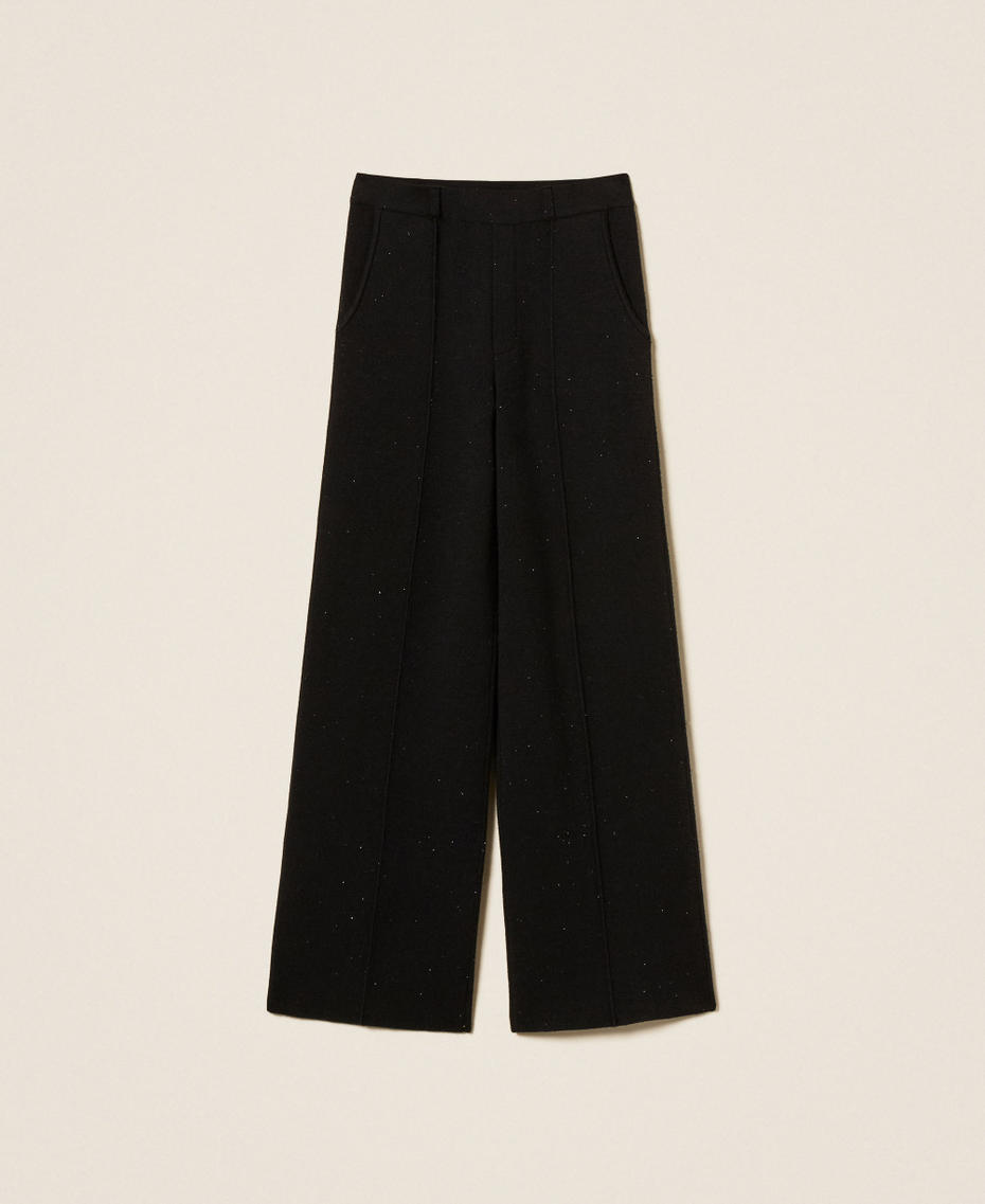 Pantaloni in maglia con paillettes Nero Donna 262LI3PBB_00006_S0