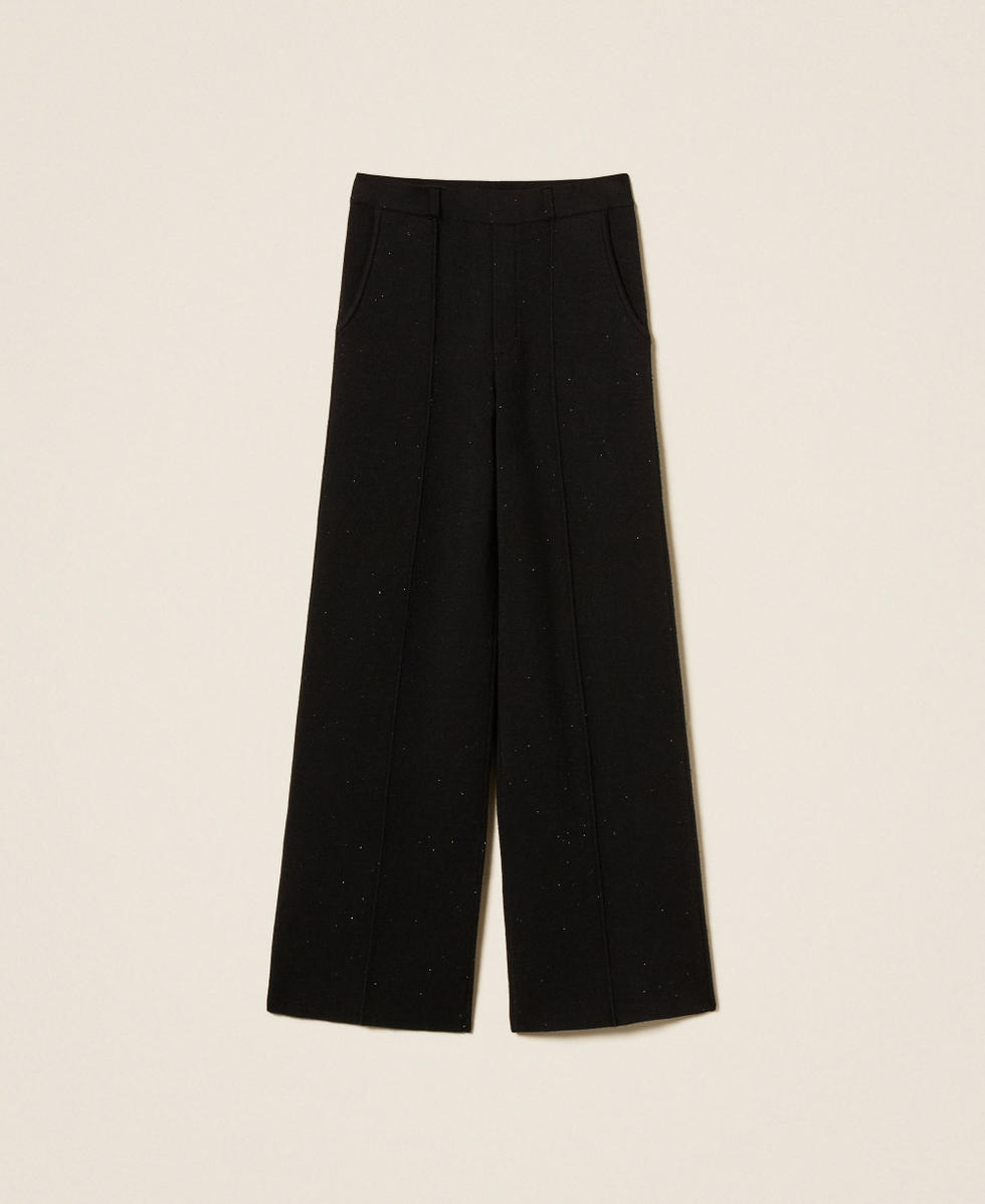 Pantaloni in maglia con paillettes Nero Donna 262LI3PBB_00006_S0