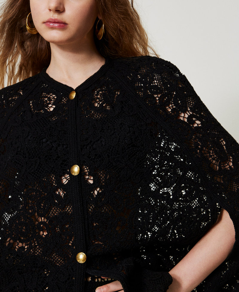 Cape « Ventotene » en maille crochet Noir Femme 251TS3023_00006_04