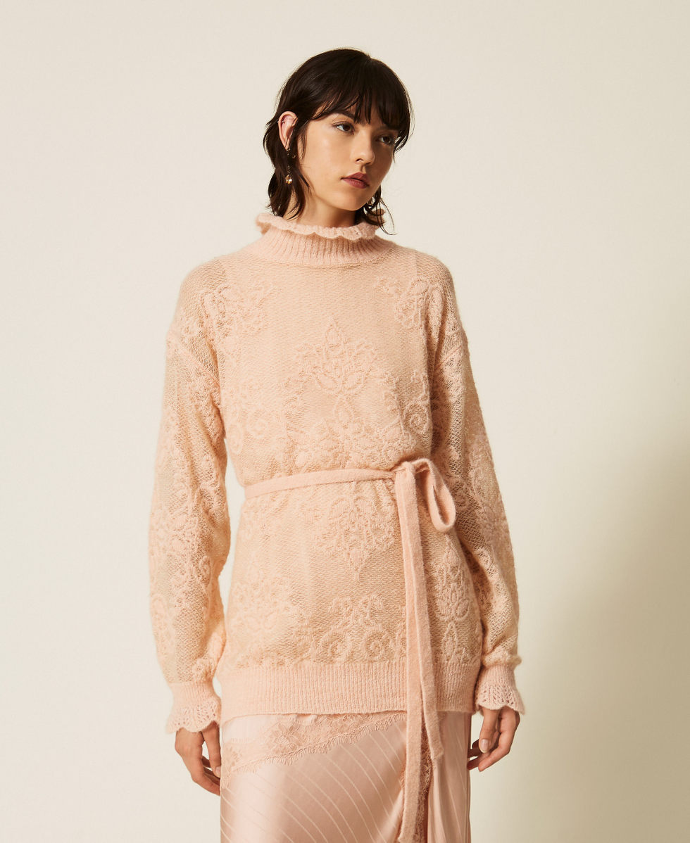Maxijersey de mezcla de alpaca de jacquard Rosa &laquo;Peachy Keen&raquo; Mujer 262TP3342_11947_02