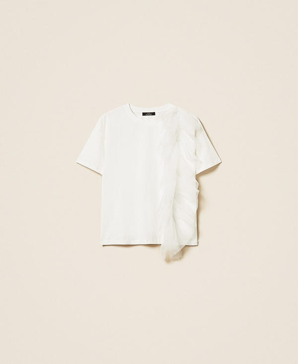 Regular fit T-shirt with tulle