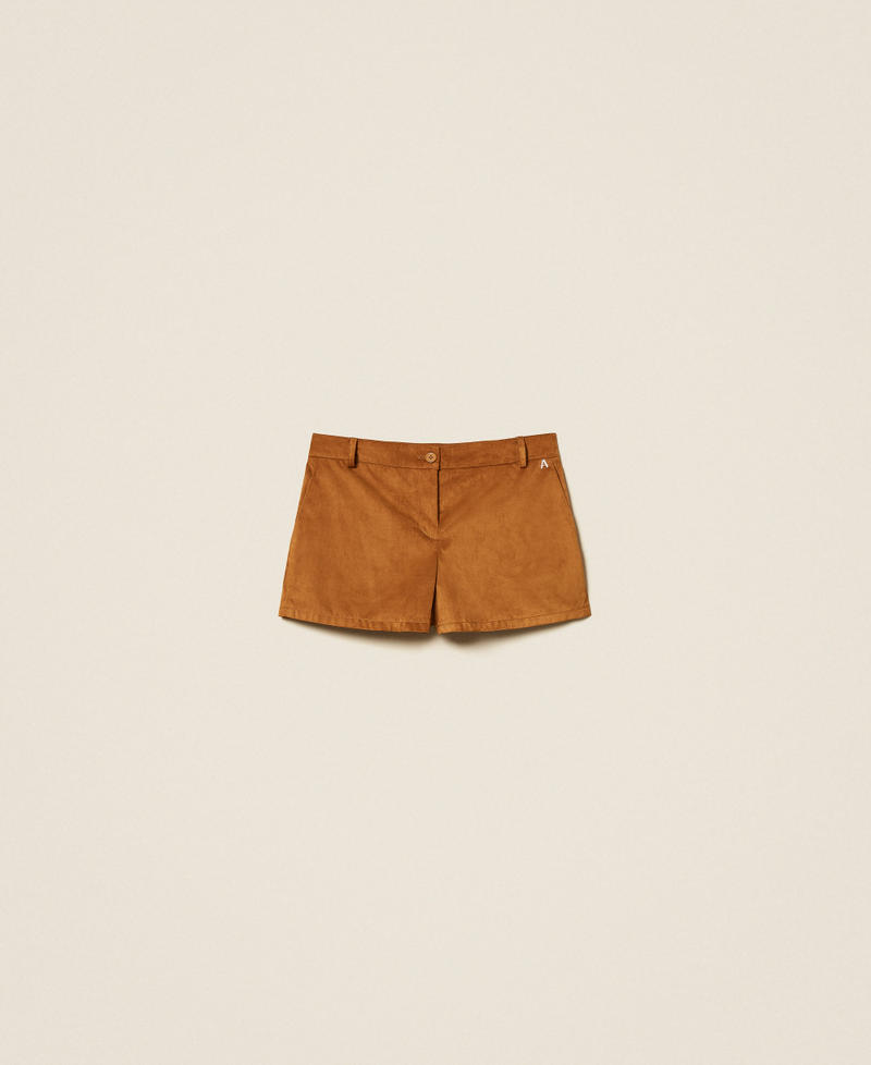 Suede shorts with pockets Rubber Brown Woman 261AP2332_10065_S0