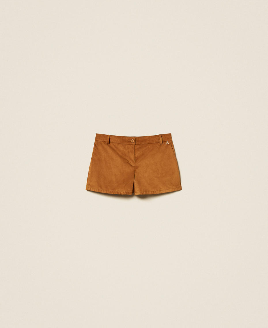 Suede shorts with pockets Rubber Brown Woman 261AP2332_10065_S0